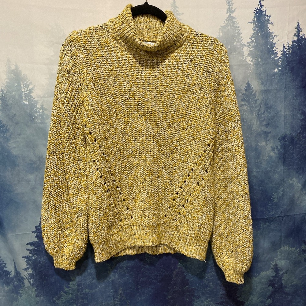 Oneil Womens Medium Knit Striped Pullover Sweater Cream Gray Long Sleeve Cotton